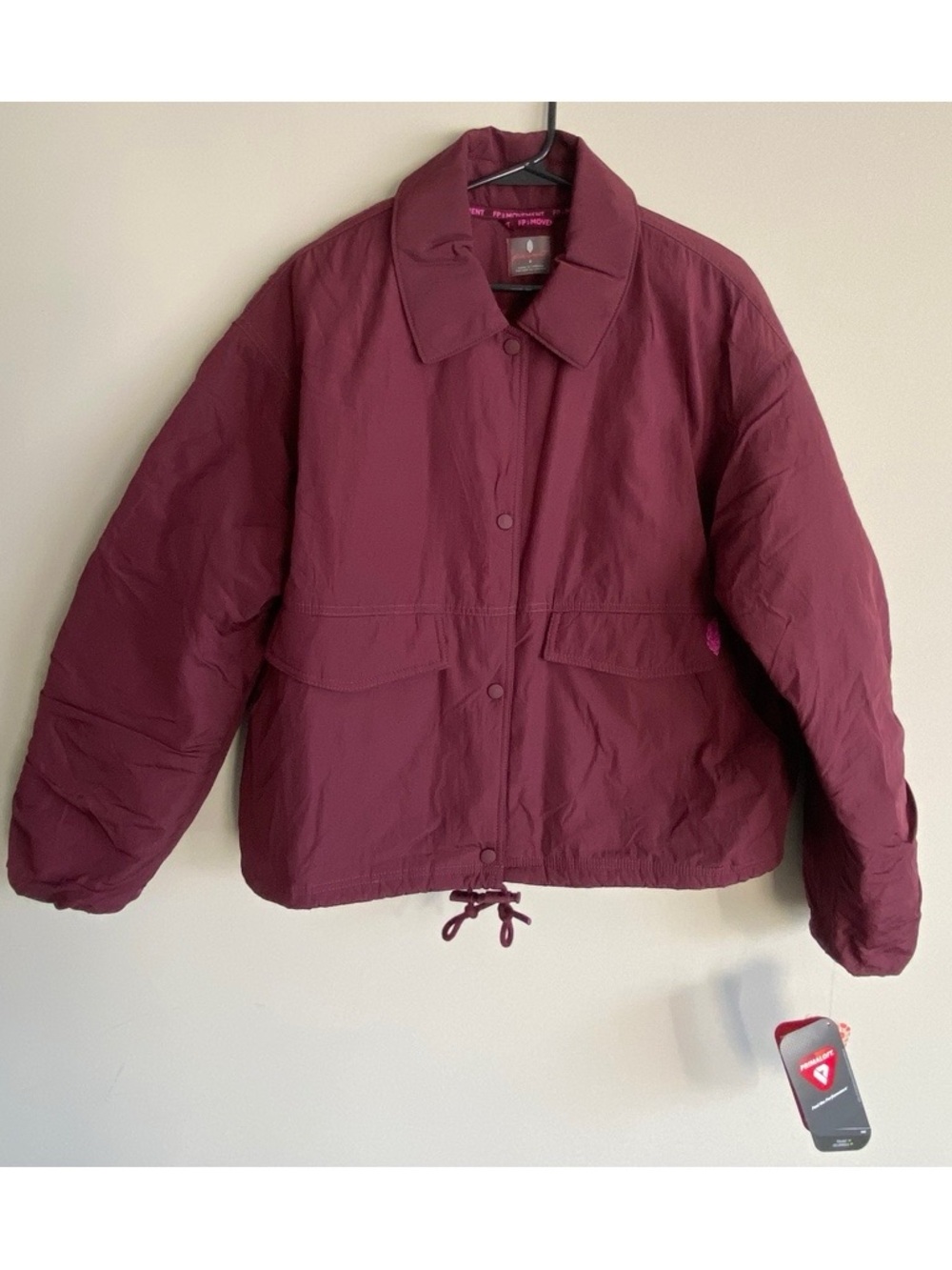 Free People Women’s Off The Bleachers Coaches Jacket in Wine Sz S NWT